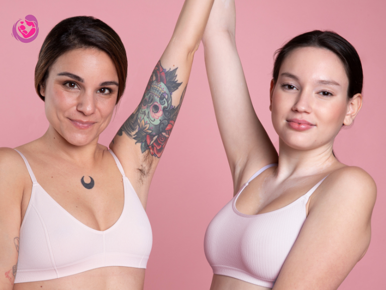 nonsurgical-breast-lift a trainer holding hand a women and training her how to lift breast without surgery